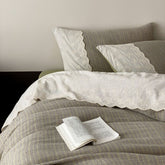 Florence Lace Double Gauze Striped Bedding Set - Green